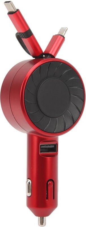 3-in-1-Autoladegerät DC12 bis 24 V, ausziehbarer Zigarettenanzünder, universelles Schnellladen für Fahrzeuge, Rot