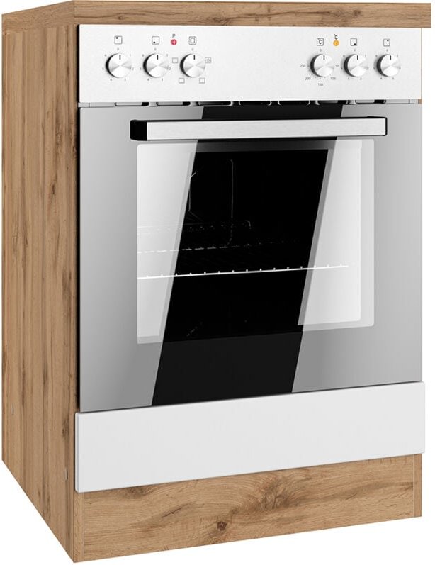 Lomadox - Herdumbauschrank 60 cm in weiß und Eiche, MONTERREY-03