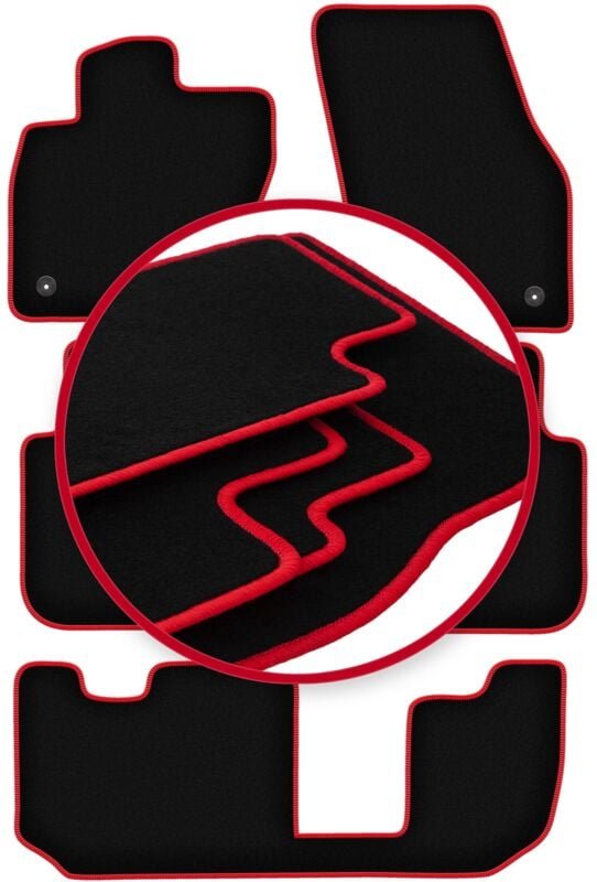 CARLUX-RED Autofußmatten für: Volkswagen Tiguan Allspace 7-Sitzer (2017-)