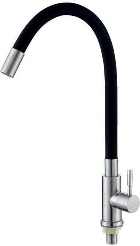 Küchenspüle Wasserhahn aus Edelstahl 304, Schwarzrohr, einzelner, kalter, universeller, drehbarer Spülbeckenhahn