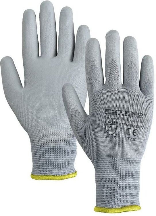 Montagehandschuhe Arbeitshandschuh 12x Mechanikerhandschuh Handschuh Nylon pu Grau / 7/S