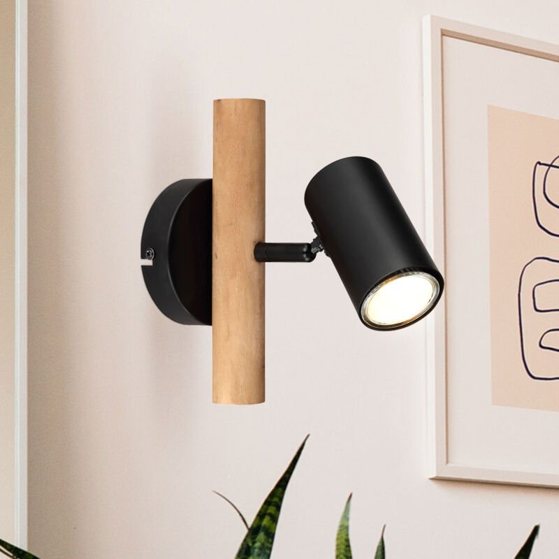 Thumbnail - Globo - Wandleuchte Wandstrahler Flurleuchte Schlafzimmerlampe Holz Metall Spotleuchte