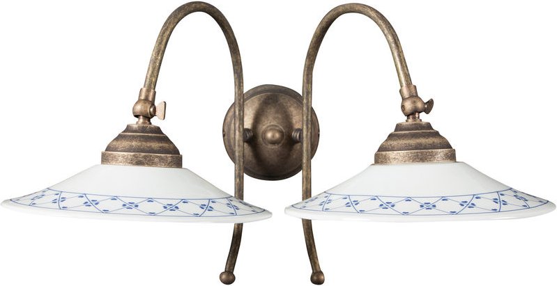 Wandleuchte im Country-Stil aus veraltetem Messingguss L42XPR28XH26 cm. Made in Italy