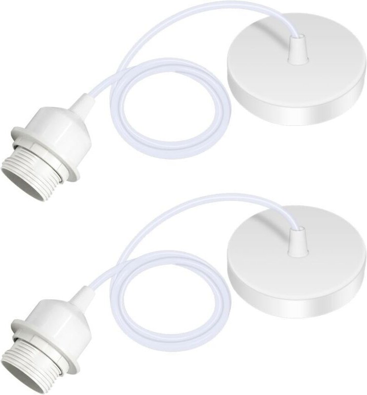 Set mit 2 E27-Pendelleuchten mit Schraubring, 100 cm verstellbarem Kabel, E27-Fassung, kompatibel mit Lampenschirmen, fü...