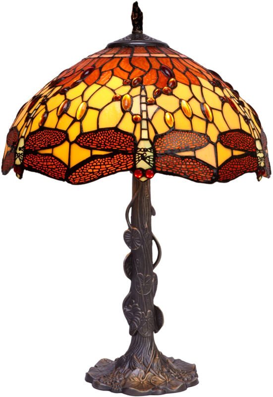 Größere Tischlampe mit geformtem Sockel, Durchmesser 40 cm, Serie Belle Amber