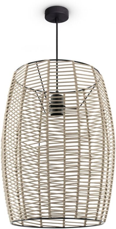 Led Pendellampe Wohnzimmer Hängeleuchte Esszimmer Vintage Korboptik Boho Natur Pendelleuchte, Schwarz 2 - Paco Home