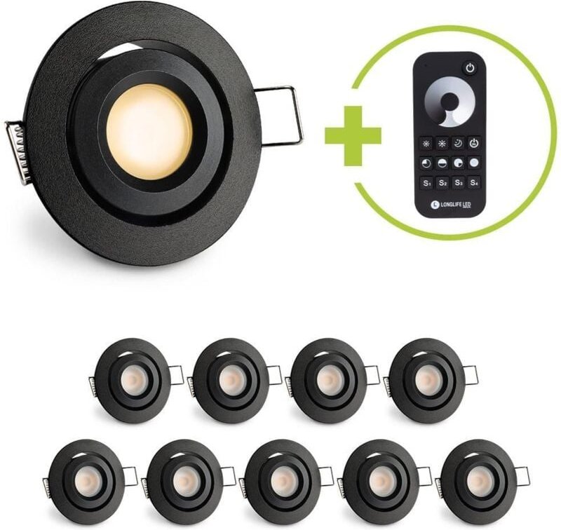 Einbaustrahler Mini schwenkbar Matera 3W 2700K IP44 - Farbe: schwarz matt - Anzahl: 10x