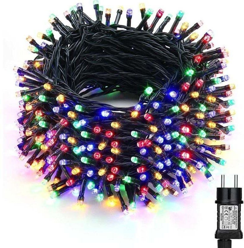 20 m lange LED-Lichterkette für den Außenbereich, 200 mehrfarbige LEDs mit Stecker für Weihnachten, Hochzeiten, Partys, ...