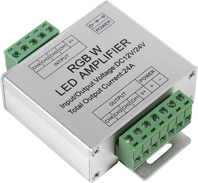 DC12-24V 24A RGBW-Signalverstrker 4-Kanal-Ausgangsschaltung Aluminiumgehuse LED-Streifen-Controller - Eosnow