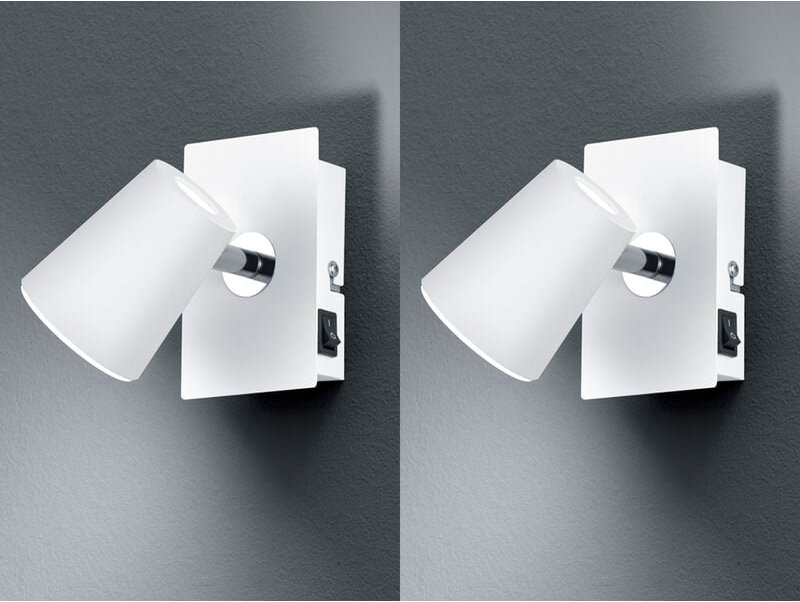 Meinewunschleuchte - 2er Set led Wandstrahler Weiß mit Schalter, Breite 7,5cm