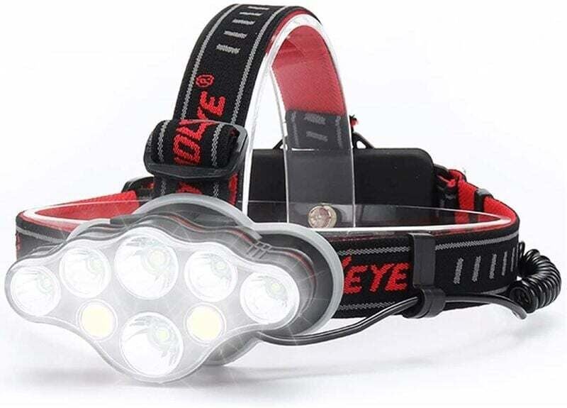 Leistungsstarke, wiederaufladbare Stirnlampe, 18.000 Lumen, 8 Leuchtmodi, LED-Stirnlampe, helles Freisprechlicht für Cam...