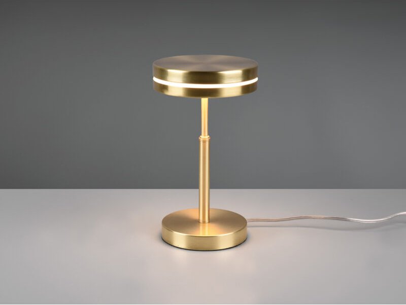 Kleine led Tischleuchte franklin rund Messing, Höhe 25cm