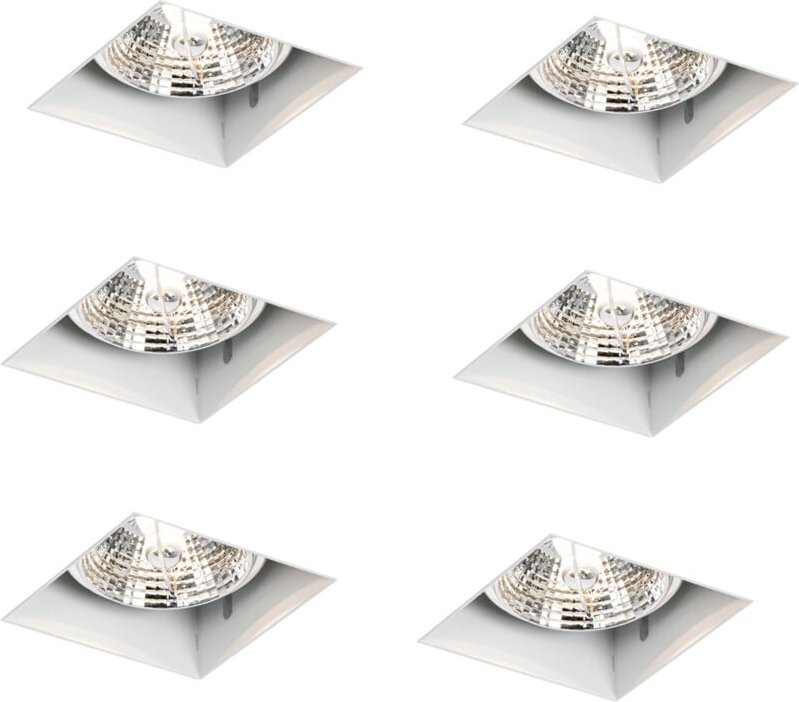 Set mit 6 Einbaustrahlern weiß GU10 70 mm rahmenlos - Oneon