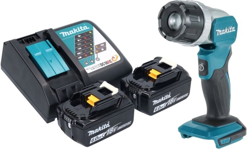 Makita DML 808 RG Akku Handstrahler 14,4 / 18 V 190 lm LED + 2x Akku 6,0 Ah + Ladegerät