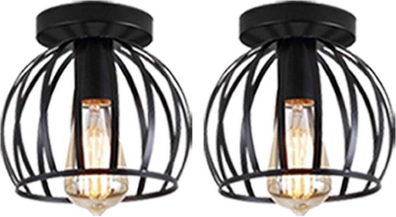 Deckenleuchte 20CM Vintage Deckenlampe im Industrial Metall Eisen E27 Lampe - 2PC Schwarz