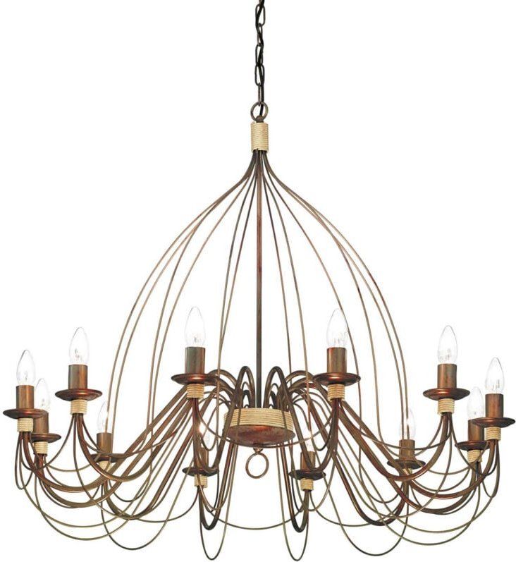 Ideal Lux Corte - 12 Light Chandelier Rust Brown Finish, E14