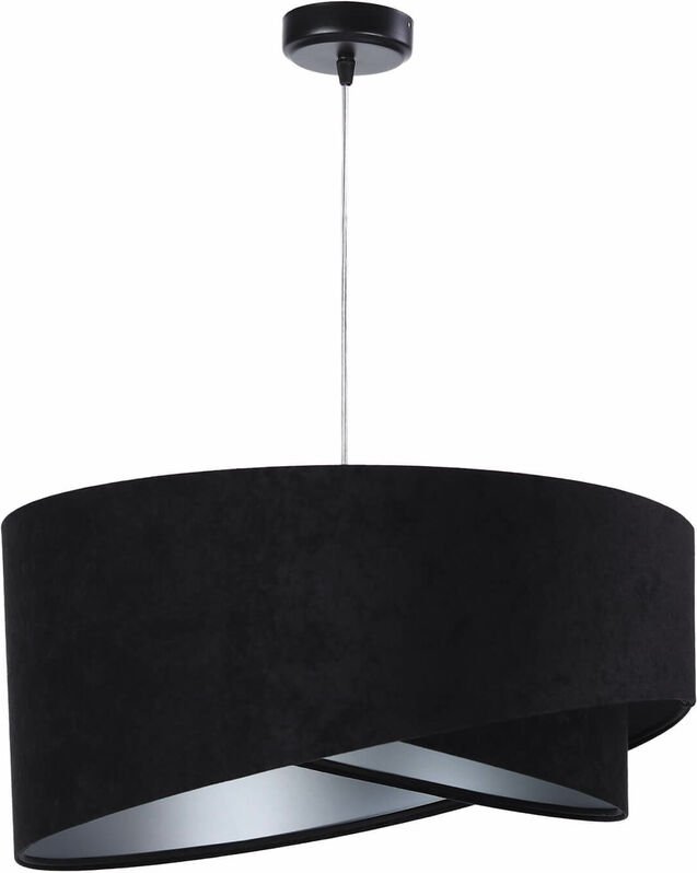 Licht-erlebnisse - Pendelleuchte Schwarz Silber ø 50 cm Stoff Velours Optik Hängelampe Wohnzimmer Schlafzimmer