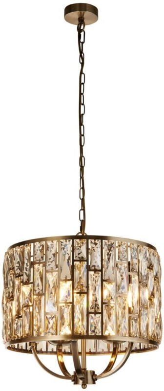 Bijou 5-flammige Pendelleuchte, antikes Messing, Champagnerglas - Searchlight