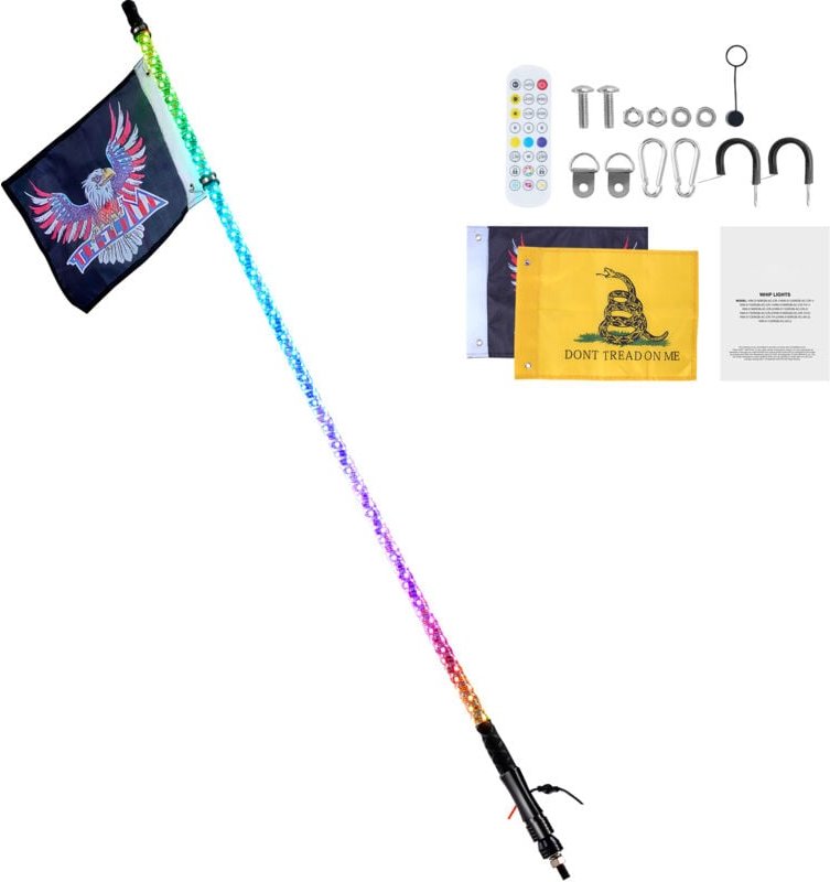 1 pc 4 ft Peitschenlicht, app & RF-Fernbedienung led Peitschenlicht, Wasserdicht 360° Spiral rgb Jagend beleuchtete Peit...