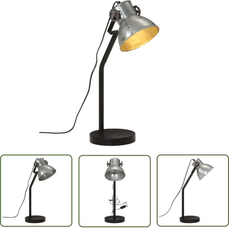 Thumbnail - The Living Store - Schreibtischlampe 25 w Vintage-Silber 17x17x60 cm E27 - Industrielampen - Schreibtischlampe - Metalll...