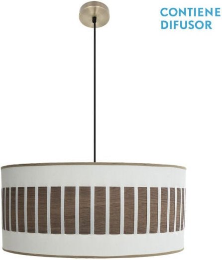 Hängeleuchte ivanna 3xe27 leder/weiß-dunkles holz regx60x60 cm