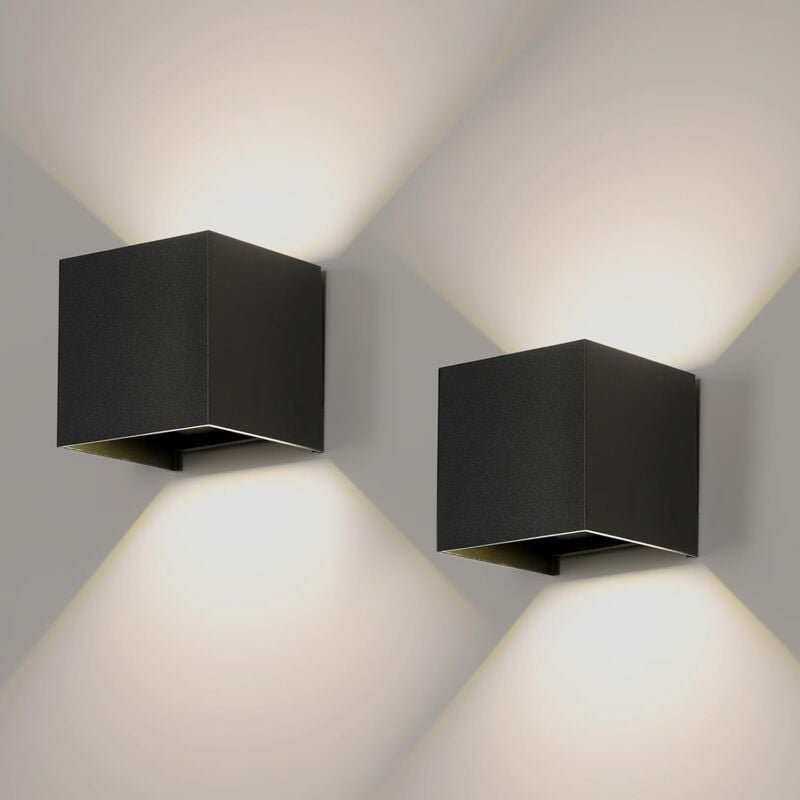 GOECO 2 Stück LED-Wandleuchte für den Außenbereich, Innenwandleuchten mit verstellbarem Winkel, Außenwandbeleuchtung, wa...