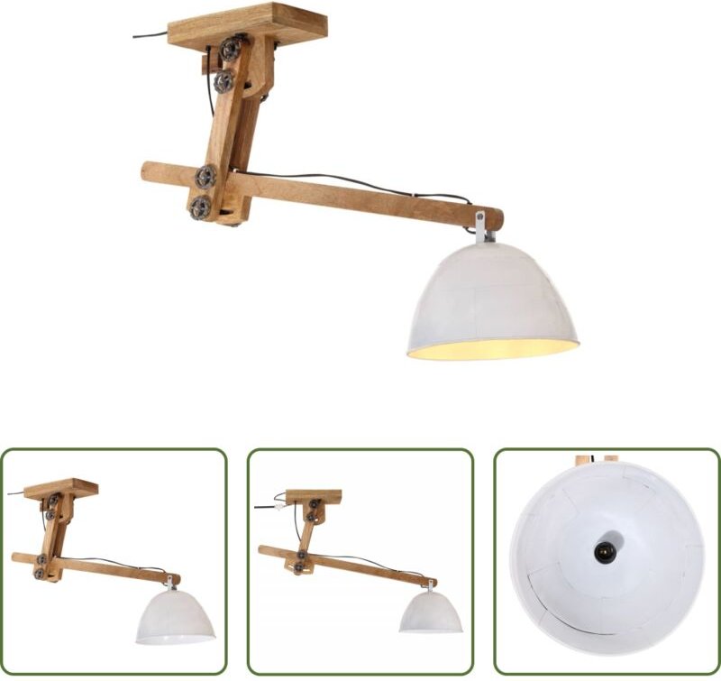 vidaXL Holzlampe - Deckenleuchte 25 W Weiß 105x30x65-108 cm E27