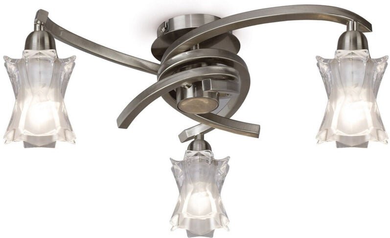 Inspired Alaska Deckenleuchte mit 3 Leuchten L1/SGU10, satiniertes Nickel, Kompaktleuchtstofflampen im Lieferumfang enth...