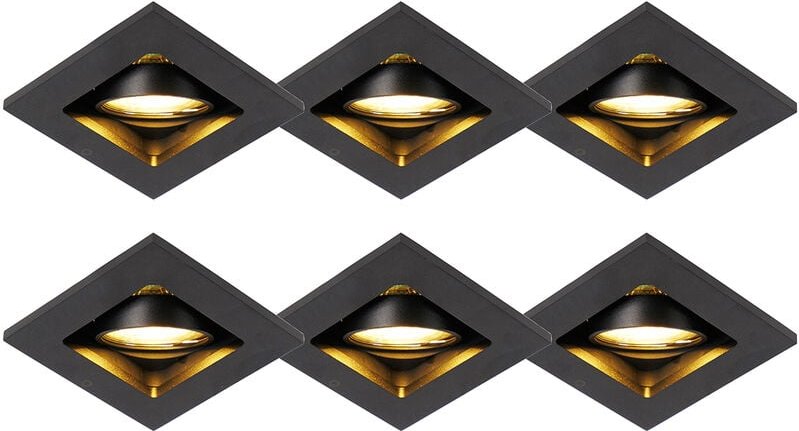 Set mit 6 modernen Einbaustrahlern schwarz verstellbar - Qure