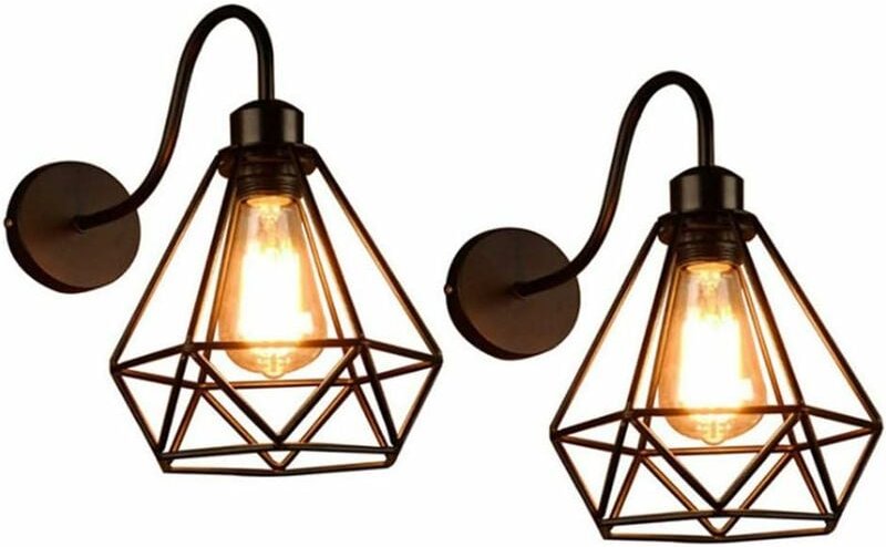 Comely - Black Diamond Metallkäfig-Deckenleuchte, industrielle Vintage-Wandleuchten, E27 Edison Retro-Wandleuchte, Innen...