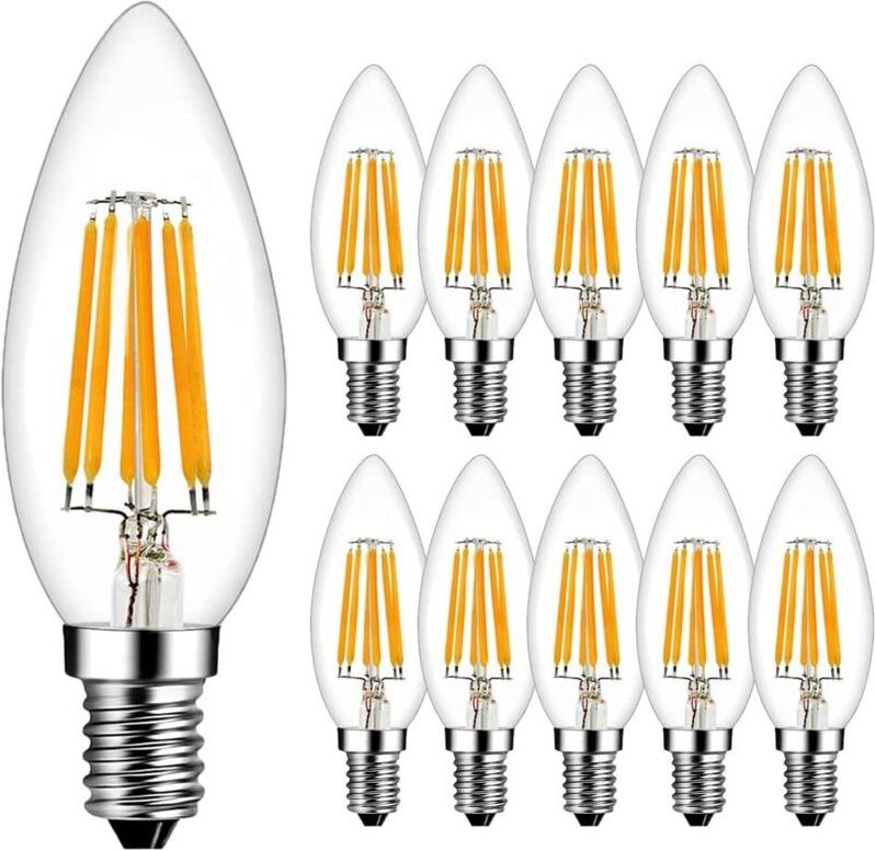 E14 6W LED-Filament-Flammenlampen (entspricht 60W) Warmweiß 2700K 600LM E14 LED-Lampe Kerzenform Nicht dimmbar LED-Filam...