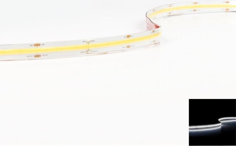 COB 24V CRI90 LED Streifen 5M 12W/m 504LED/m 10mm - Lichtfarbe: Kaltweiß 6500K - Schutzart: IP65