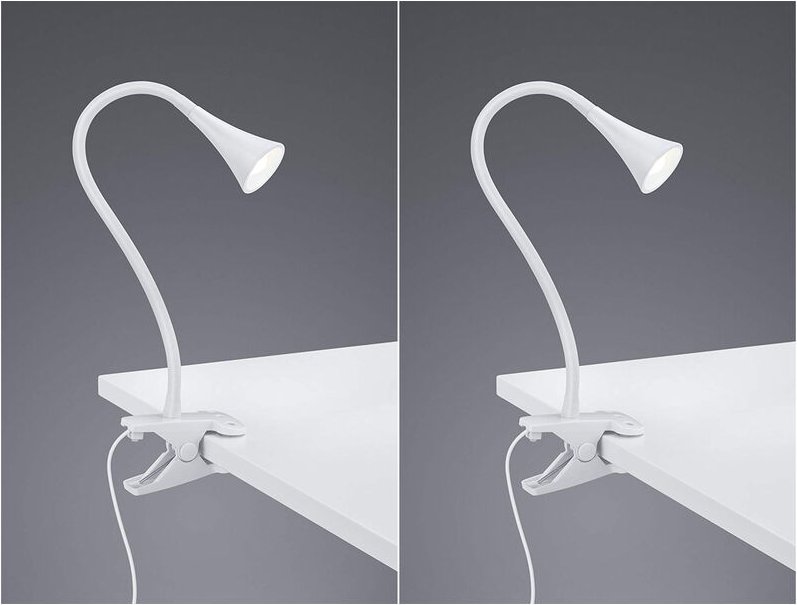 Reality Leuchten - led Klemmleuchten 2er set 1 flammig Kunststoff Schwanenhalslampe in Weiß