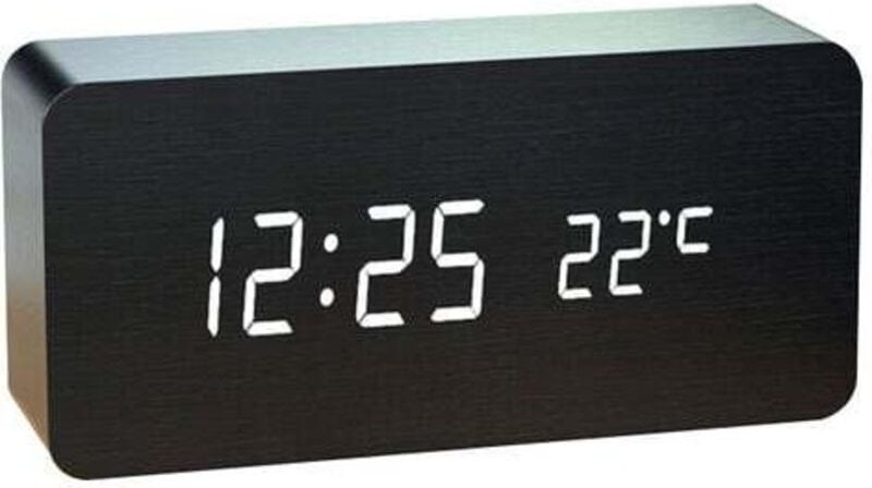 pc Digital Wecker Holz Einstellbare Helligkeit Sprachsteuerung LED Uhr Rechteck Display Zeit Temperatur Wohnkultur