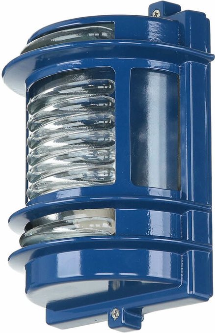 Massive Wandlampe außen IP64 aus Messing Glas h: 22 cm in Blau E27 Wandleuchte Haus Eingang Balkon