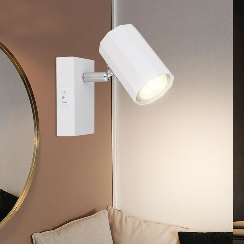 Wandleuchte Wandlampe Schlafzimmerlampe mit beweglichem Spot Schlafzimmer weiß, Aluminium, Metall, 1x GU10, BxHxT 7x14x1...