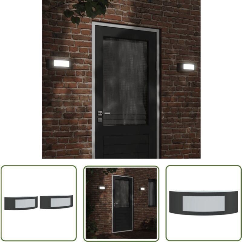 Thumbnail - Außenwandleuchten 2 Stk. Schwarz Edelstahl - Außenleuchten - Wandleuchte - Gartenbeleuchtung - LED-Leuchte - Edelstahlle...