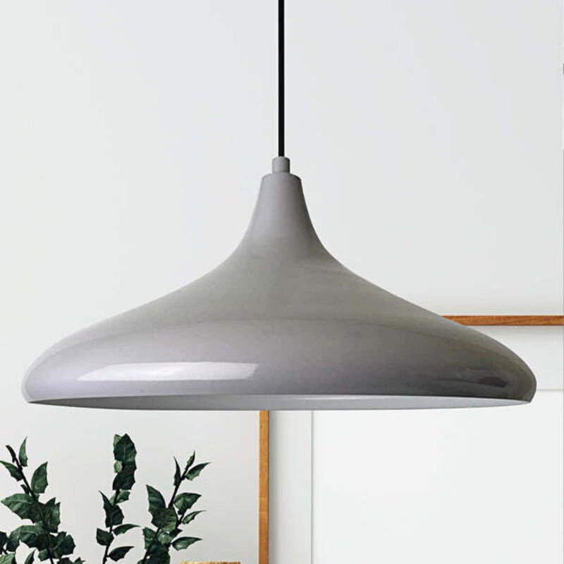 Champion Industrielle Pendelleuchte aus Grau handbemaltem Metall – Vintage Kronleuchter E27 Ø35 cm für Wohnzimmer, Schla...