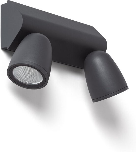 Led Wandleuchte Außen 12W Aluminium Abel Large zwei Strahler Dunkles Grau