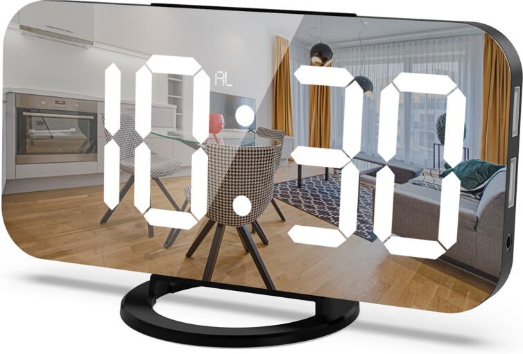 Digitaler Wecker, 6-Zoll-LED-Display mit zwei USB-Ladeanschlüssen Automatischer Dimmmodus Einfache Schlummerfunktion, Mo...