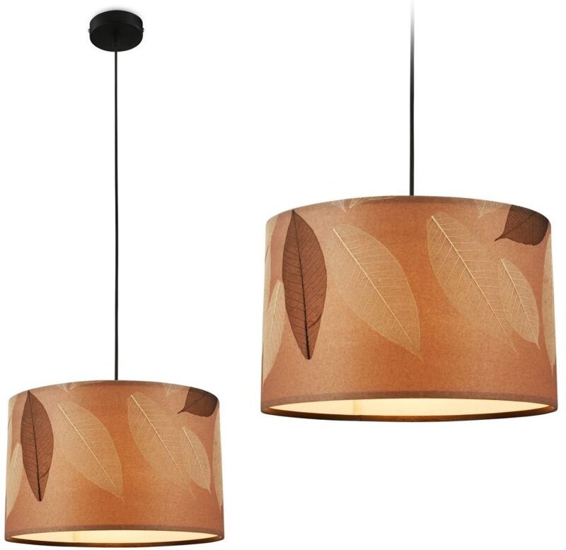 Briloner - Mata Pendelleuchte, Blätterdekor, Boho-Stil, E27 Fassung, Caffefarben, Ø35 x 128 cm