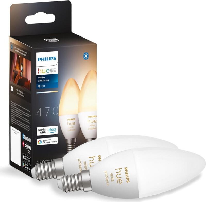 Philips Hue - led Lampe E14 2er Set 5,2W 470lm White Ambiance