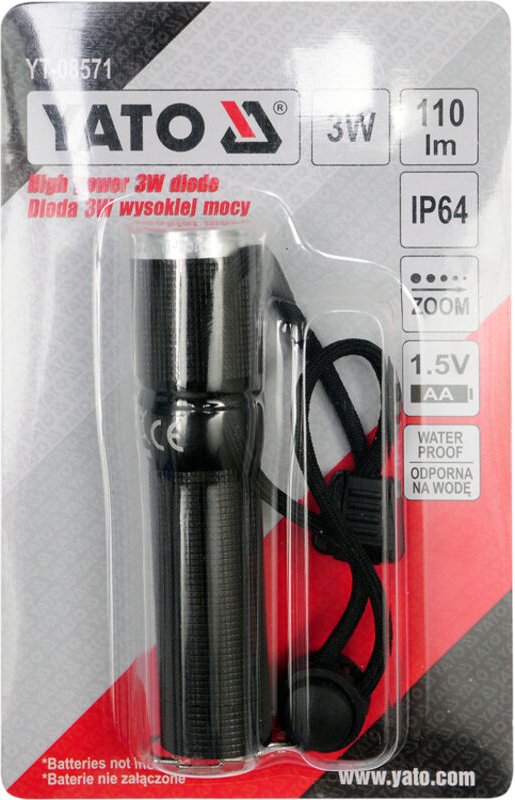 Metall-taschenlampe mit cree led, 100x25MM YT-08571 Yato