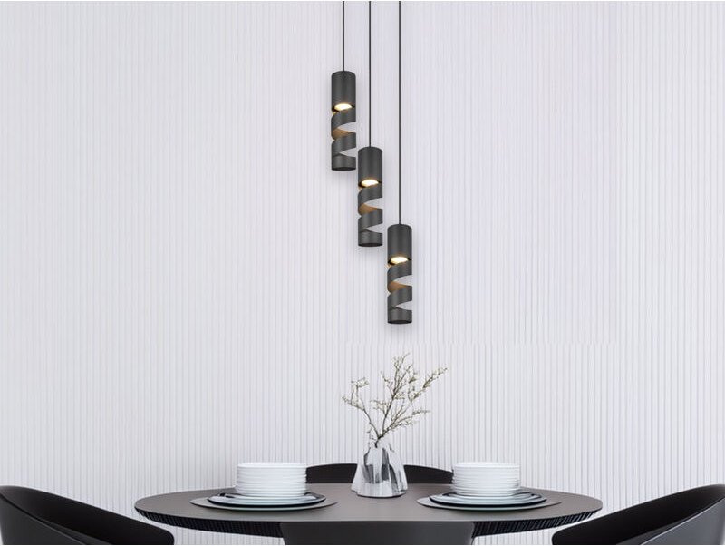 Meinewunschleuchte - Moderne led Cluster Pendelleuchte 3-flammig aus Metall in Schwarz, ø 28cm