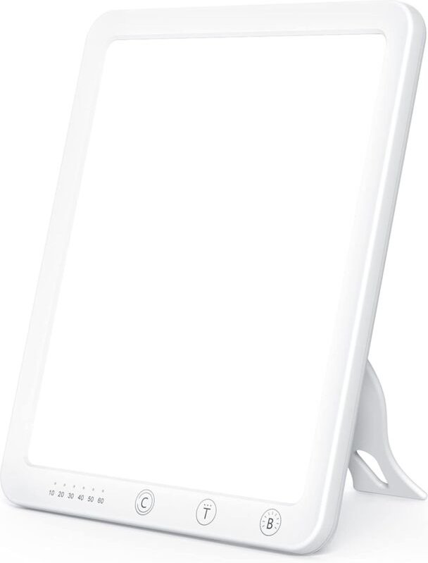 Tageslichtlampe 10000 Lux, Lichttherapielampe mit Einstellbaren Lichtfarben, Helligkeiten und Timer-Einstellungen, Flimm...