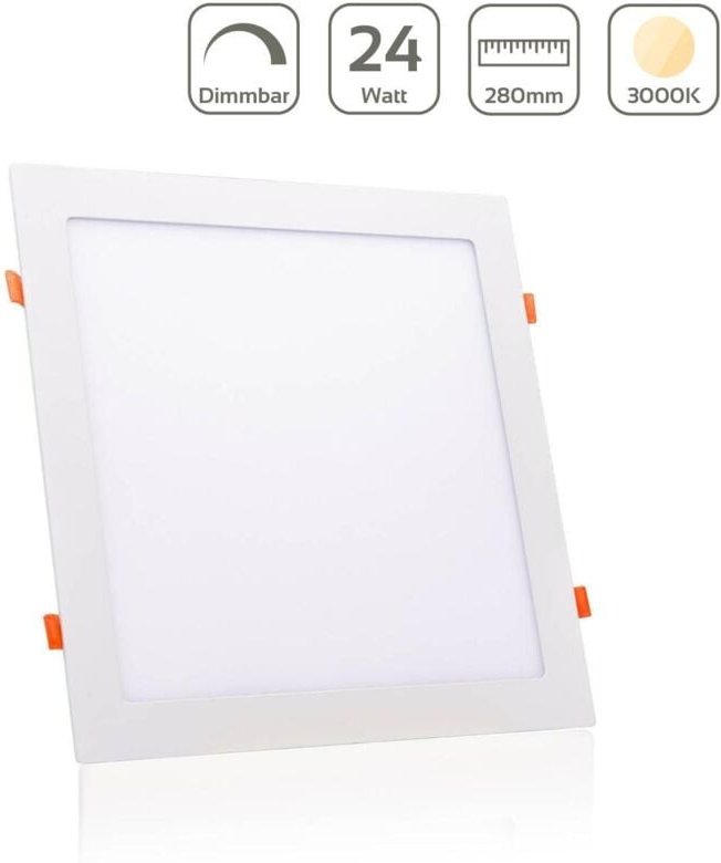 Thumbnail - LED Panel Einbaustrahler eckig weiss dimmbar - Lichtfarbe: Warmweiß 3000K - Ausführung: 24W 300x300mm Ausschnitt 280x280...