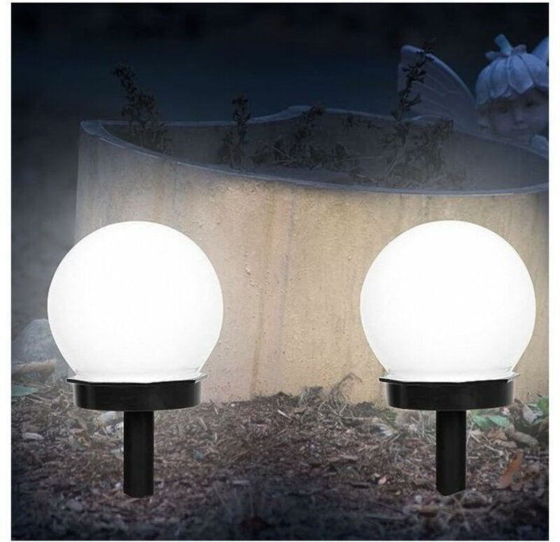 Solarbetriebene Gartenleuchten, wasserdichte Außenleuchten, 2er-Pack Kugel-Erdspießleuchten für Garten, Terrasse, Einfah...
