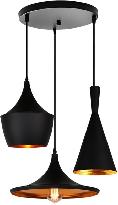 Pendelleuchte, 3 Flammig Hängelampe mit Metall Lampenschirm, Industrielle Stil Kronleuchter für Wohnzimmer Esszimmer Küc...