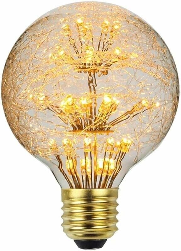LED-Glühbirne, Vintage-Glühbirne, RGB-Feuerwerk, Edison-Glühbirne, 3 W, 220/240 V, E27, dekorative Glühbirne (G80) [Ener...