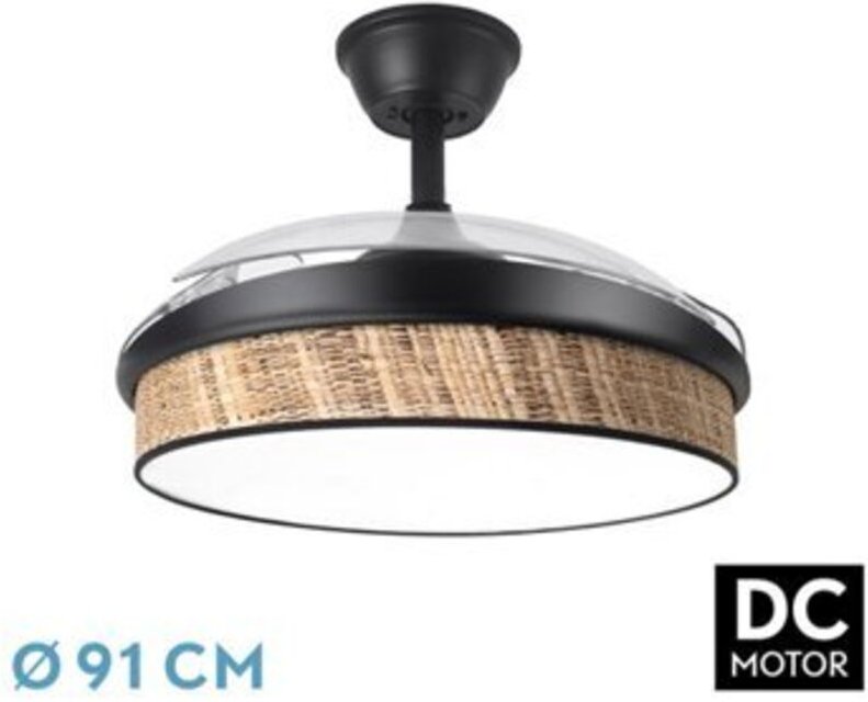 Ventilator dc fashion fan - Schwarz mit drei ABS-Schaufeln und dunklem Diffusordach 6 einstellbare Geschwindigkeiten 3 T...